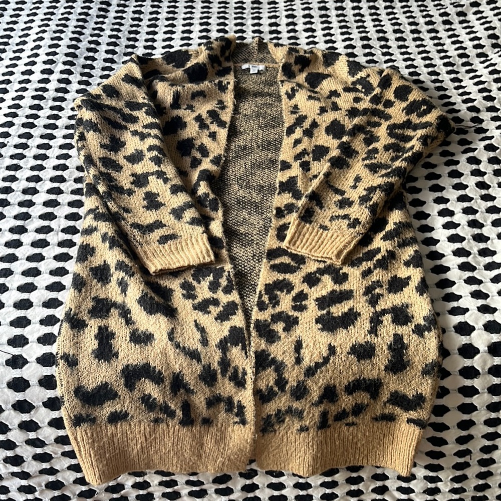 Fuzzy leopard print king cardigan - BP brand purchase at Nordstrom - XS